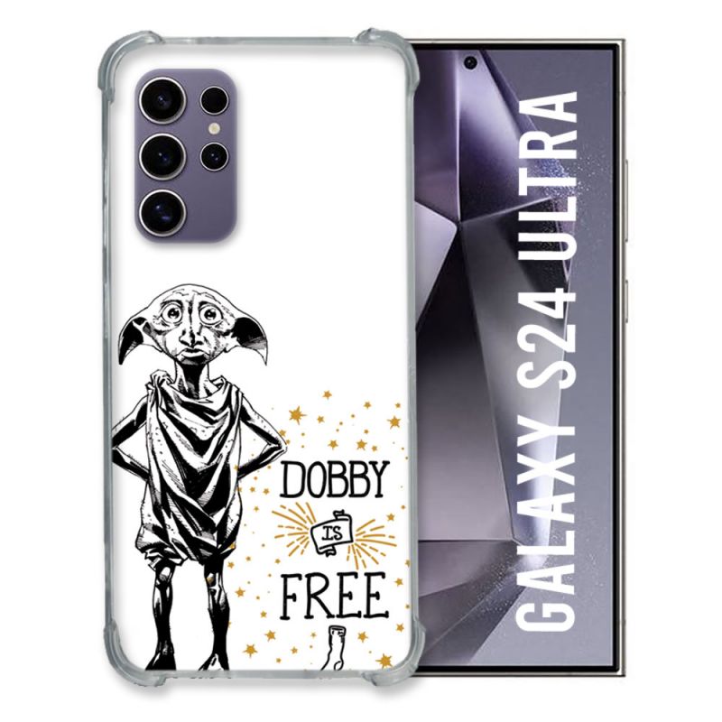 Coque Renforcée En Verre Trempé Compatible Magsafe Pour Samsung Galaxy S24 Ultra Harry Potter Dobby Free Blanc