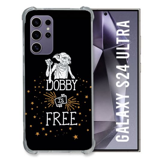 Coque Renforcée En Verre Trempé Compatible Magsafe Pour Samsung Galaxy S24 Ultra Harry Potter Dobby Free Noir