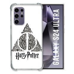 Coque Renforcée En Verre Trempé Compatible Magsafe Pour Samsung Galaxy S24 Ultra Harry Potter Hollows triangle Blanc