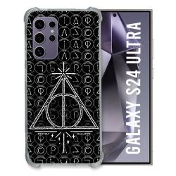 Coque Renforcée En Verre Trempé Compatible Magsafe Pour Samsung Galaxy S24 Ultra Harry Potter Hollows Triangle Noir