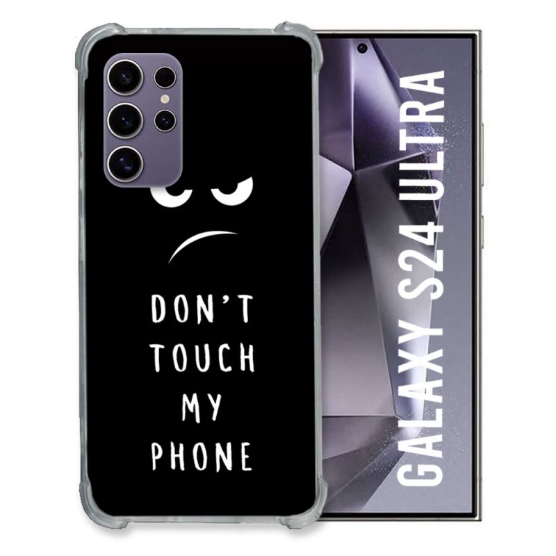 Coque Renforcée En Verre Trempé Compatible Magsafe Pour Samsung Galaxy S24 Ultra Humour Don't Touch