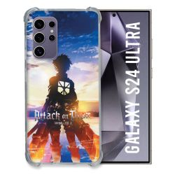 Coque Renforcée En Verre Trempé Compatible Magsafe Pour Samsung Galaxy S24 Ultra Manga Attaque Titans Soleil