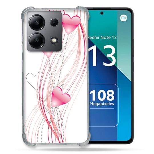 Coque Renforcée Shatterproof Pour Xiaomi Redmi Note 13 4G Amour Coeur Rose Montant sur Blanc