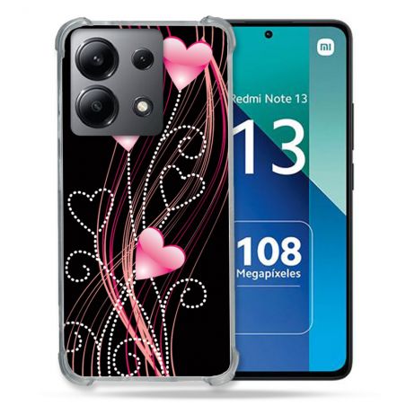 Coque Renforcée Shatterproof Pour Xiaomi Redmi Note 13 4G Amour Coeur Rose Montant sur Noir