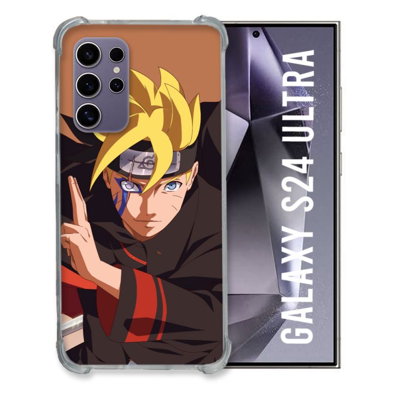 Coque Renforcée En Verre Trempé Compatible Magsafe Pour Samsung Galaxy S24 Ultra Manga Boruto Signe