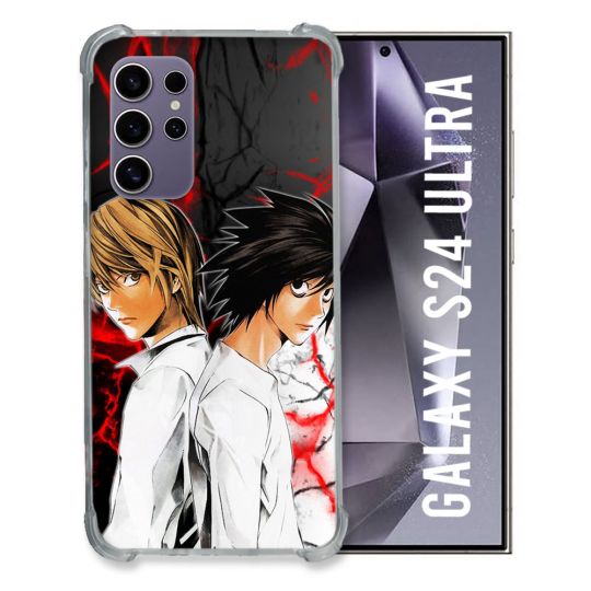 Coque Renforcée En Verre Trempé Compatible Magsafe Pour Samsung Galaxy S24 Ultra Manga Death Note Duo