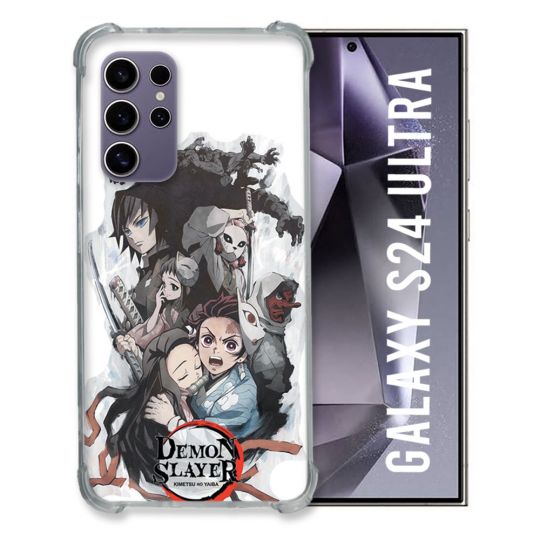 Coque Renforcée En Verre Trempé Compatible Magsafe Pour Samsung Galaxy S24 Ultra Manga Demon Slayer Blanc