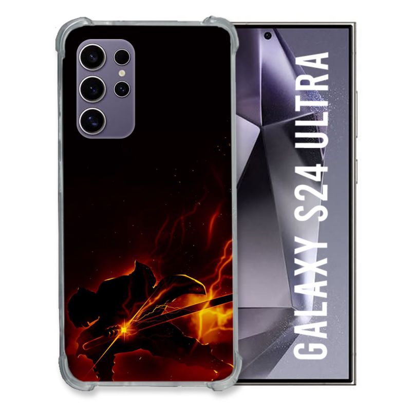 Coque Renforcée En Verre Trempé Compatible Magsafe Pour Samsung Galaxy S24 Ultra Manga Demon Slayer Electric