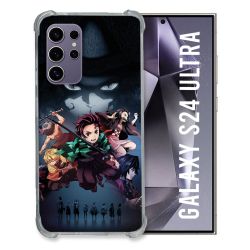 Coque Renforcée En Verre Trempé Compatible Magsafe Pour Samsung Galaxy S24 Ultra Manga Demon Slayer Noir
