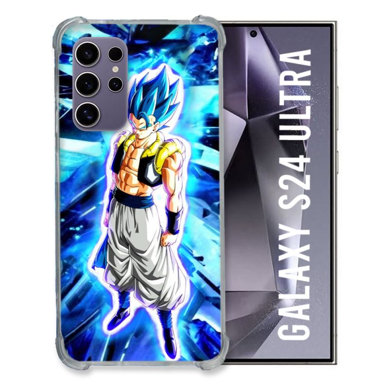 Coque Renforcée En Verre Trempé Compatible Magsafe Pour Samsung Galaxy S24 Ultra Manga Dragon Ball Gogeta Lumiere
