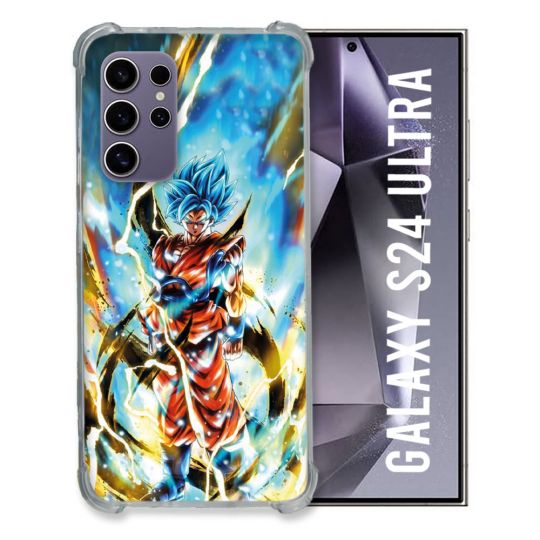 Coque Renforcée En Verre Trempé Compatible Magsafe Pour Samsung Galaxy S24 Ultra Manga Dragon Ball Sangoku Blanc