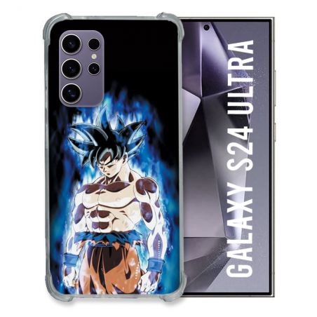 Coque Renforcée En Verre Trempé Compatible Magsafe Pour Samsung Galaxy S24 Ultra Manga Dragon Ball Sangoku Noir