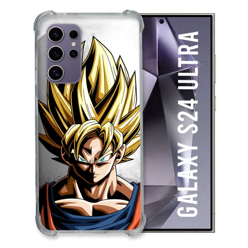 Coque Renforcée En Verre Trempé Compatible Magsafe Pour Samsung Galaxy S24 Ultra Manga Dragon Ball Sangoku Portrait