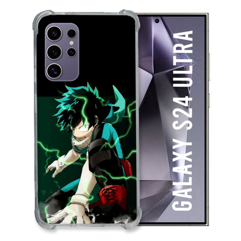 Coque Renforcée En Verre Trempé Compatible Magsafe Pour Samsung Galaxy S24 Ultra Manga My Hero Academia Deku