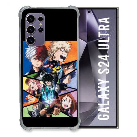 Coque Renforcée En Verre Trempé Compatible Magsafe Pour Samsung Galaxy S24 Ultra Manga My Hero Academia Noir