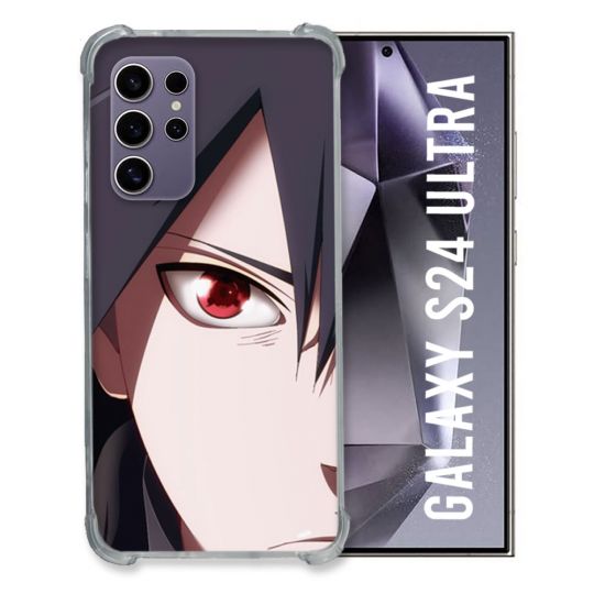 Coque Renforcée En Verre Trempé Compatible Magsafe Pour Samsung Galaxy S24 Ultra Manga Naruto Sasuke visage