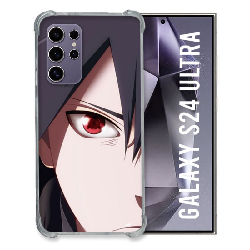 Coque Renforcée En Verre Trempé Compatible Magsafe Pour Samsung Galaxy S24 Ultra Manga Naruto Sasuke visage