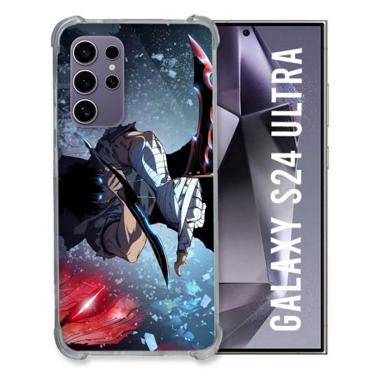 Coque Renforcée En Verre Trempé Compatible Magsafe Pour Samsung Galaxy S24 Ultra Manga Solo Leveling Sung Epee