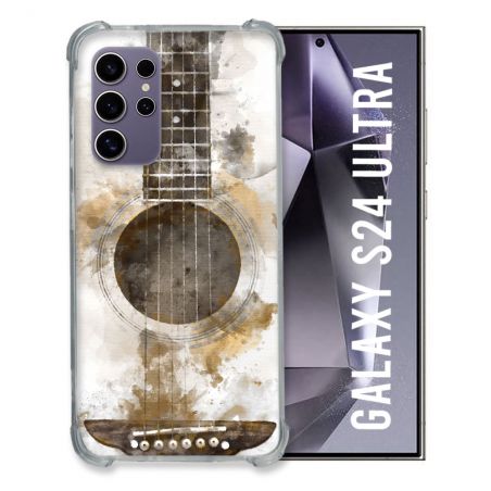 Coque Renforcée En Verre Trempé Compatible Magsafe Pour Samsung Galaxy S24 Ultra Musique Guitare Tag