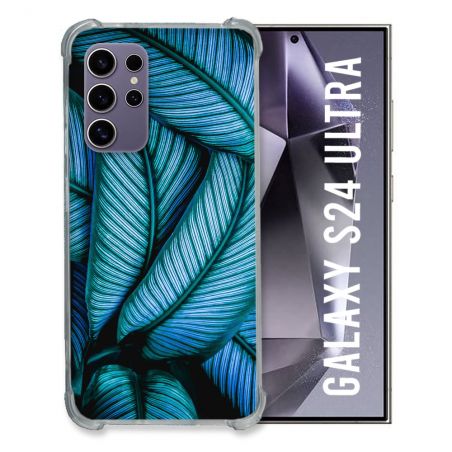 Coque Renforcée En Verre Trempé Compatible Magsafe Pour Samsung Galaxy S24 Ultra Nature Feuille Palmier