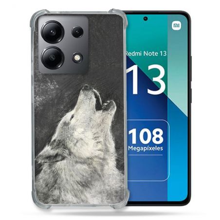 Coque Renforcée Shatterproof Pour Xiaomi Redmi Note 13 4G Animal Loup Hurlement