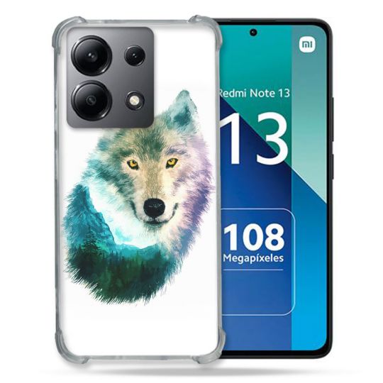 Coque Renforcée Shatterproof Pour Xiaomi Redmi Note 13 4G Animal Loup Montagne