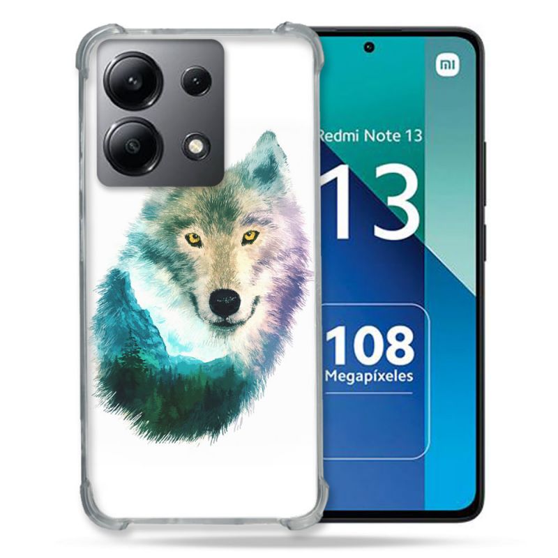 Coque Renforcée Shatterproof Pour Xiaomi Redmi Note 13 4G Animal Loup Montagne