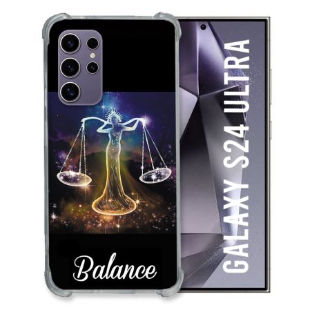 Coque Renforcée En Verre Trempé Compatible Magsafe Pour Samsung Galaxy S24 Ultra Signe Zodiaque 2 Balance