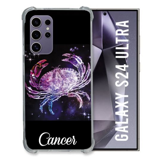 Coque Renforcée En Verre Trempé Compatible Magsafe Pour Samsung Galaxy S24 Ultra Signe Zodiaque 2 Cancer