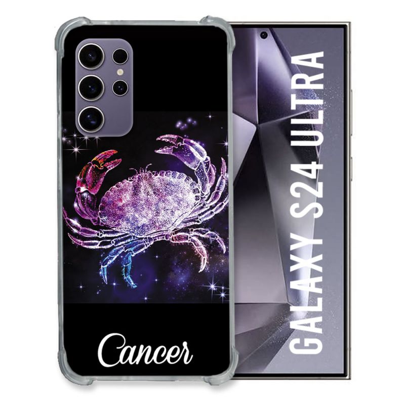 Coque Renforcée En Verre Trempé Compatible Magsafe Pour Samsung Galaxy S24 Ultra Signe Zodiaque 2 Cancer