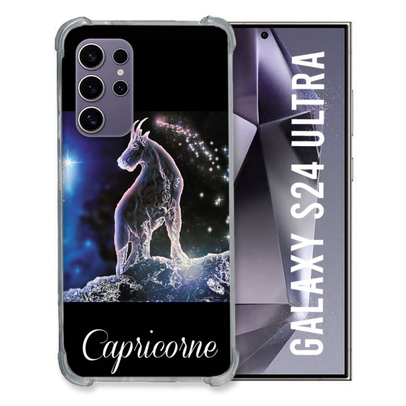 Coque Renforcée En Verre Trempé Compatible Magsafe Pour Samsung Galaxy S24 Ultra Signe Zodiaque 2 Capricorne