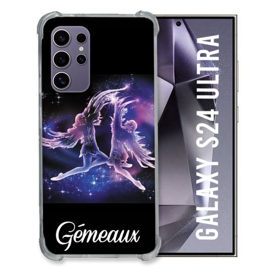 Coque Renforcée En Verre Trempé Compatible Magsafe Pour Samsung Galaxy S24 Ultra Signe Zodiaque 2 Gémeaux