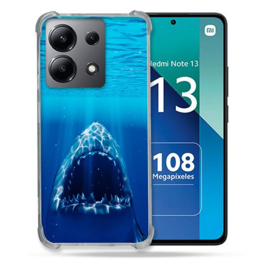 Coque Renforcée Shatterproof Pour Xiaomi Redmi Note 13 4G Animal Requin Dent