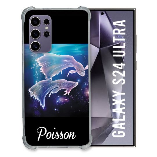 Coque Renforcée En Verre Trempé Compatible Magsafe Pour Samsung Galaxy S24 Ultra Signe Zodiaque 2 Poisson
