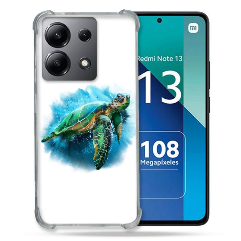 Coque Renforcée Shatterproof Pour Xiaomi Redmi Note 13 4G Animal Tortue Blanche multicolore