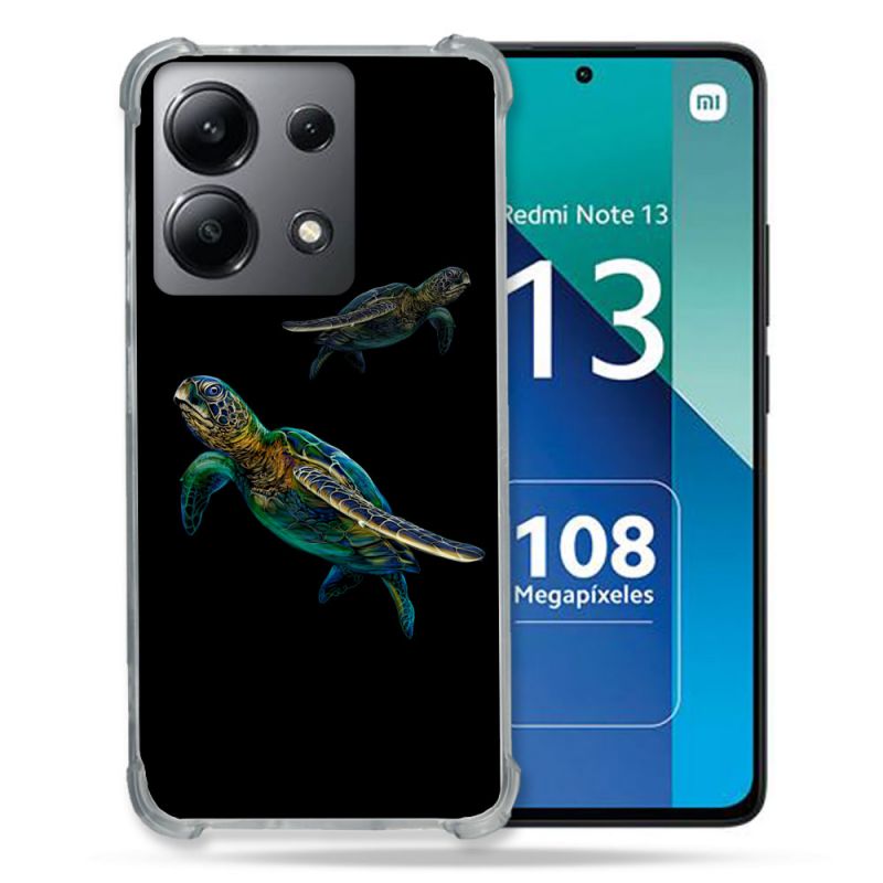 Coque Renforcée Shatterproof Pour Xiaomi Redmi Note 13 4G Animal Tortue Noire multicolore
