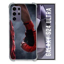 Coque Renforcée En Verre Trempé Compatible Magsafe Pour Samsung Galaxy S24 Ultra Sport Boxe Gant Rouge