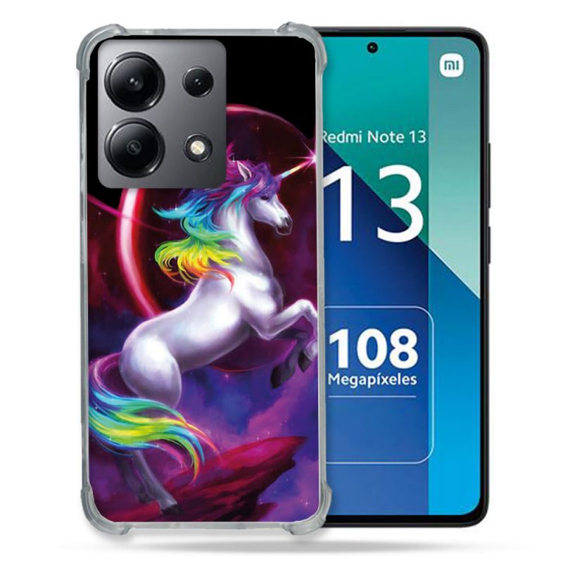 Coque Renforcée Shatterproof Pour Xiaomi Redmi Note 13 4G Fantastique Licorne Arc en ciel