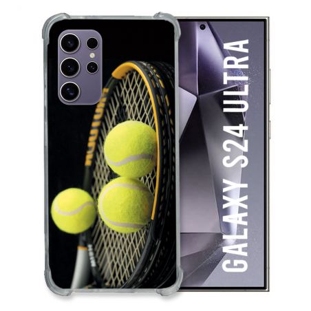 Coque Renforcée En Verre Trempé Compatible Magsafe Pour Samsung Galaxy S24 Ultra Sport Tennis Balls