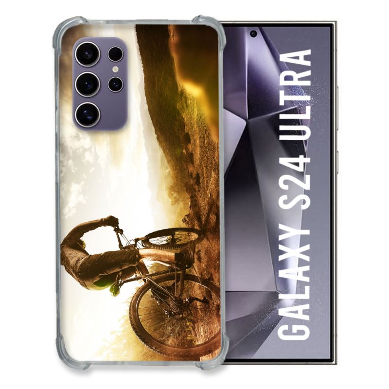 Coque Renforcée En Verre Trempé Compatible Magsafe Pour Samsung Galaxy S24 Ultra Sport VTT Soleil