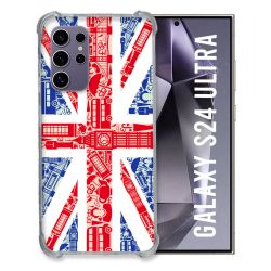 Coque Renforcée En Verre Trempé Compatible Magsafe Pour Samsung Galaxy S24 Ultra Voyage Angleterre Blanc