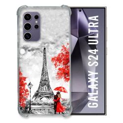 Coque Renforcée En Verre Trempé Compatible Magsafe Pour Samsung Galaxy S24 Ultra Voyage France Paris Rouge
