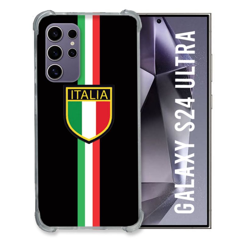 Coque Renforcée En Verre Trempé Compatible Magsafe Pour Samsung Galaxy S24 Ultra Voyage Italie 3 Noir