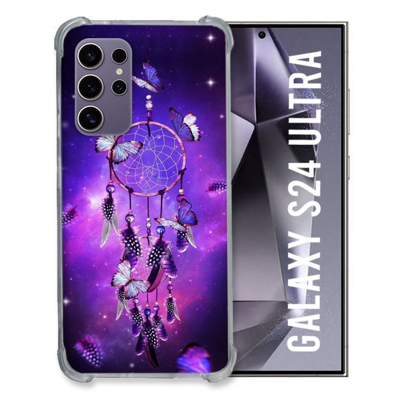 Coque Renforcée En Verre Trempé Compatible Magsafe Pour Samsung Galaxy S24 Ultra Zen Attrape Reve Papillon