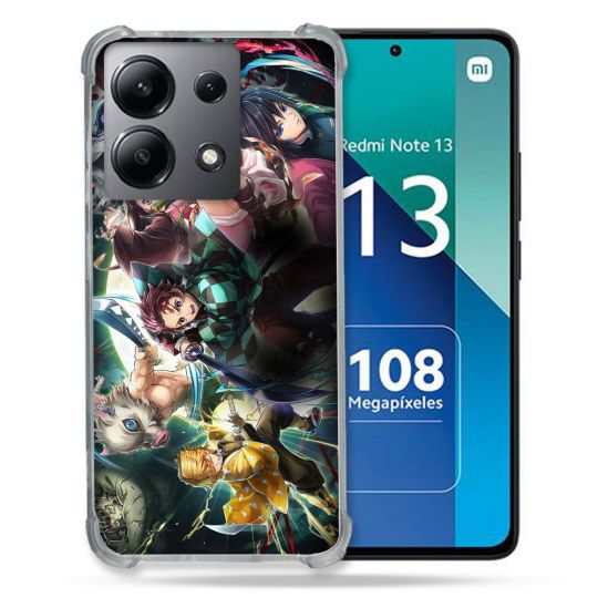 Coque Renforcée Shatterproof Pour Xiaomi Redmi Note 13 4G Manga Demon Slayer Groupe