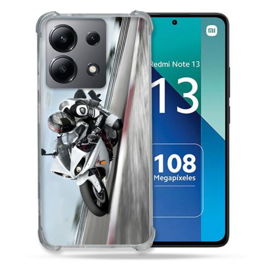 Coque Renforcée Shatterproof Pour Xiaomi Redmi Note 13 4G Moto Course GP Blanche