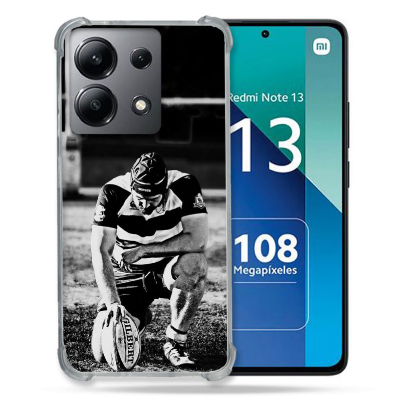 Coque Renforcée Shatterproof Pour Xiaomi Redmi Note 13 4G Sport Rugby Noir Blanc