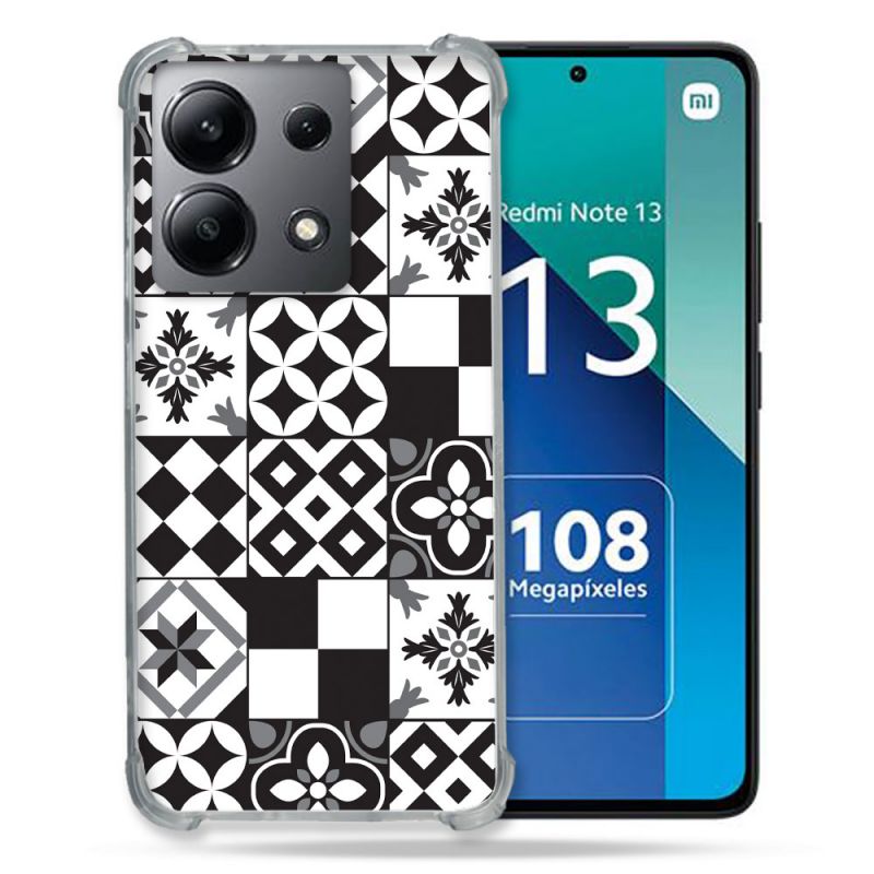 Coque Renforcée Shatterproof Pour Xiaomi Redmi Note 13 4G Texture Carreau Ciment Noir