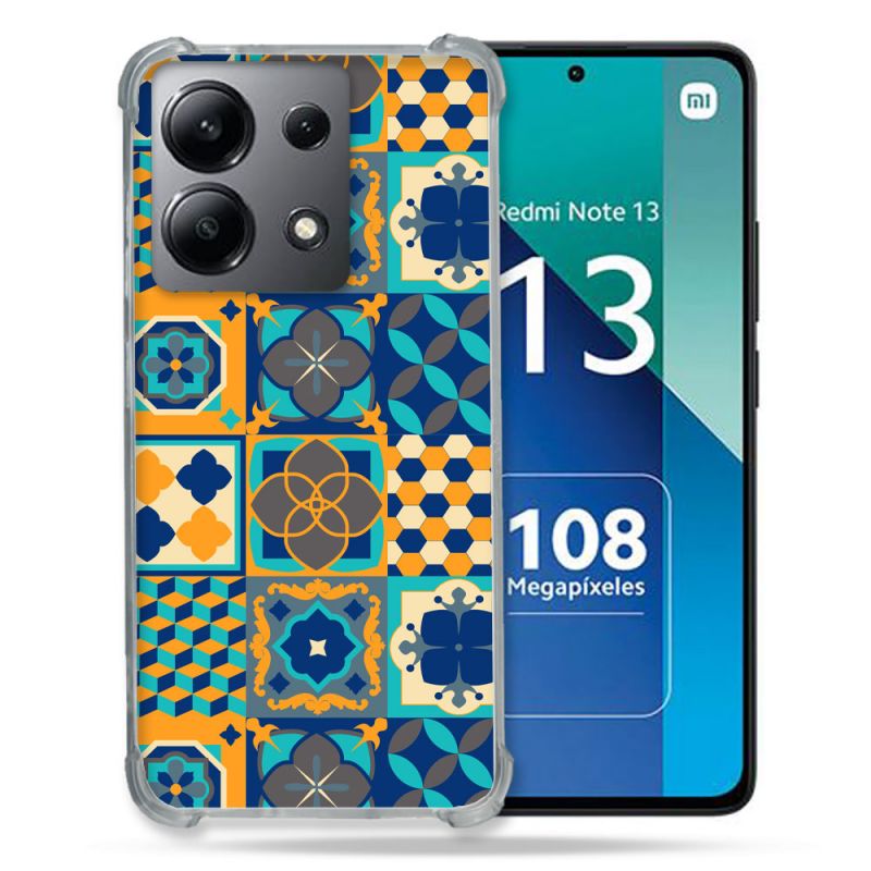 Coque Renforcée Shatterproof Pour Xiaomi Redmi Note 13 4G Texture Carreau Ciment Orange