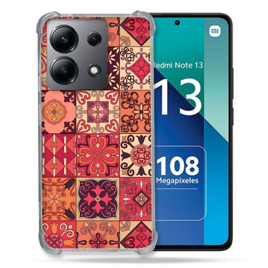 Coque Renforcée Shatterproof Pour Xiaomi Redmi Note 13 4G Texture Carreau Ciment Rouge